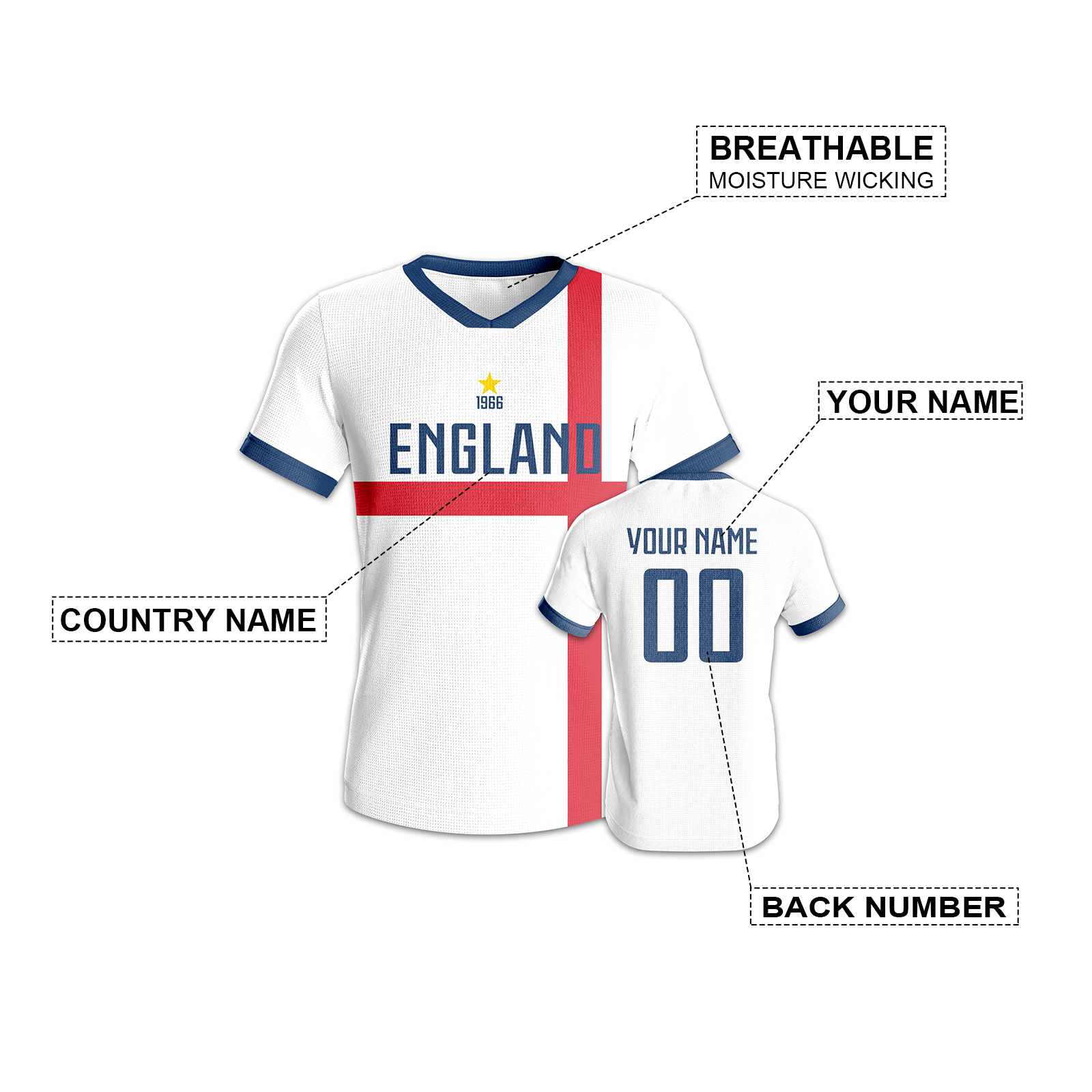 Custom England Soccer Jersey B - Badminton England のレビューと価格